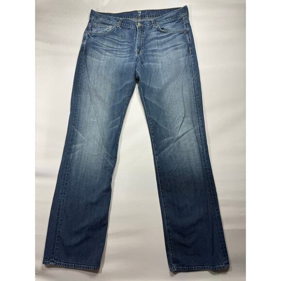 7 For All Mankind Other - 7 For All Mankind Men's Austyn Straight Leg Blue Denim Jeans - Size 36x34 *READ*